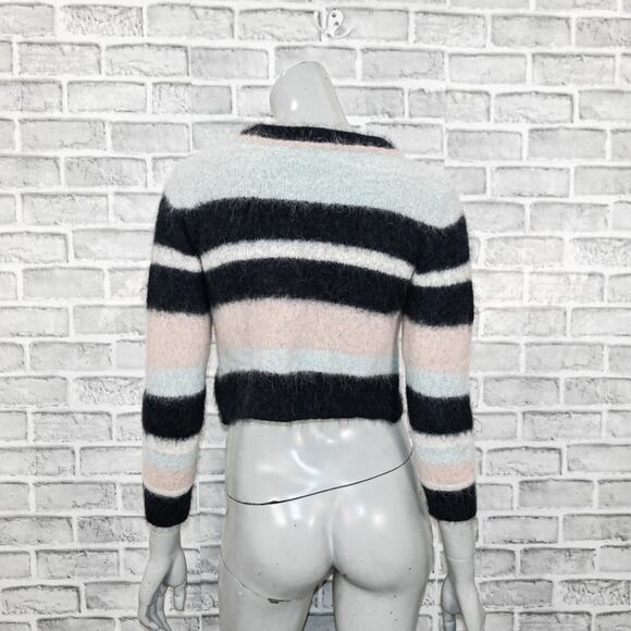 Ba&sh BASH Women's Alpaca blend fuzzy Stripe Lady Pullover Sweater sz Small - Picture 6 of 11